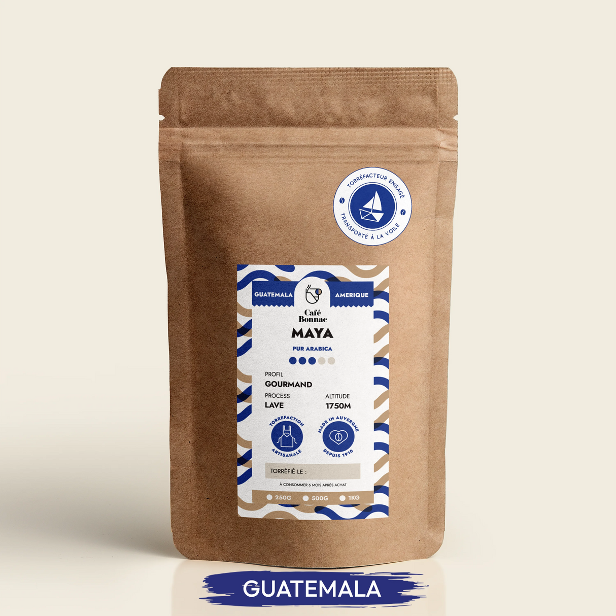 cafe en grain du Guatemala à la voile