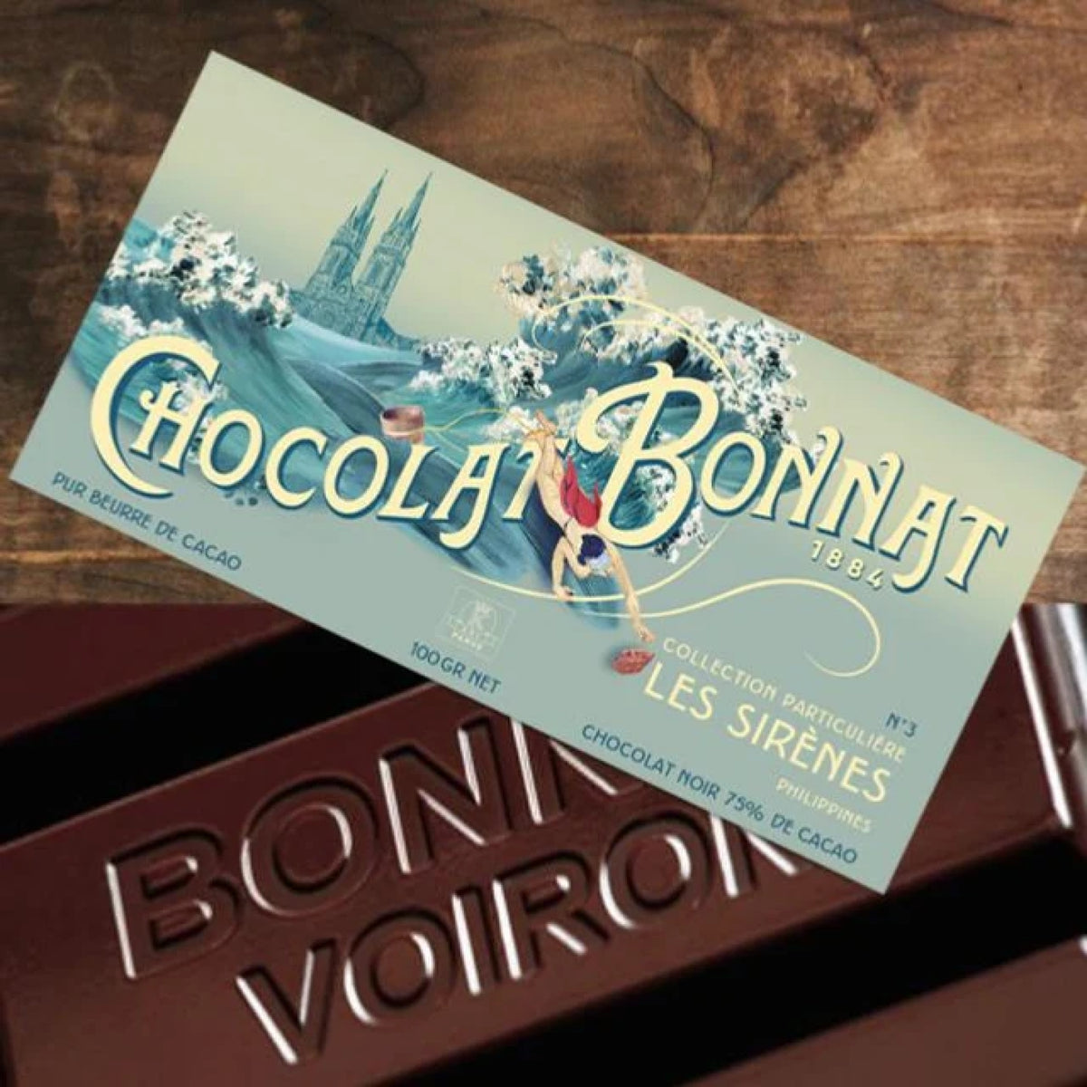 Tablette de chocolat noir Les Sirènes Bonnat à 75 % de cacao