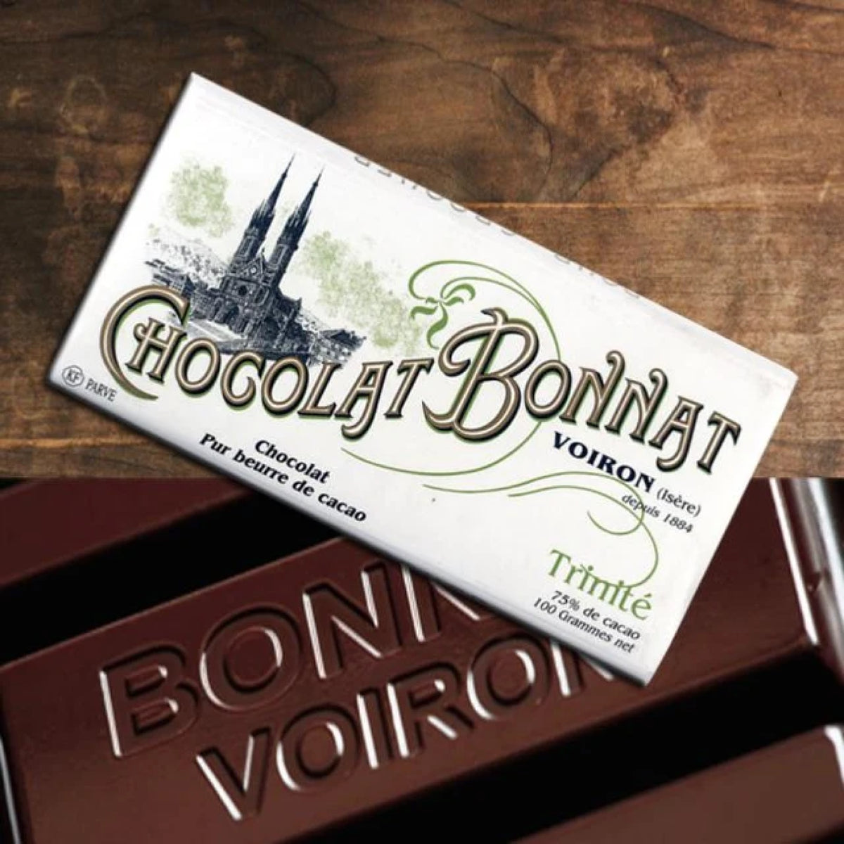 Tablette de chocolat noir Trinité Bonnat à 75 % de cacao
