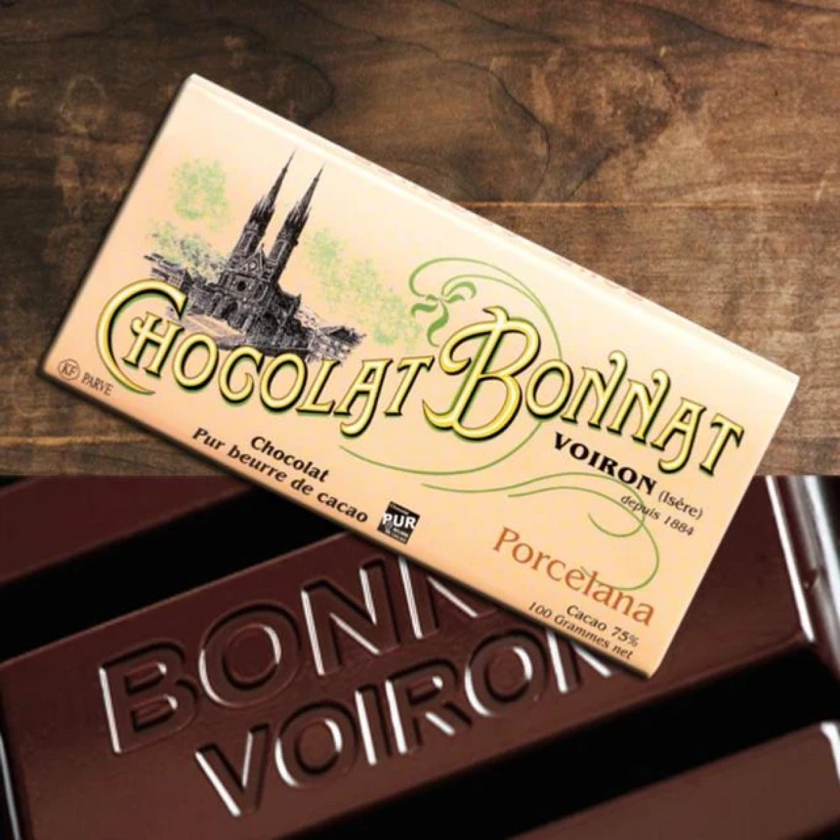 Tablette de chocolat noir Venezuela Porcelana Bonnat à 75 % de cacao