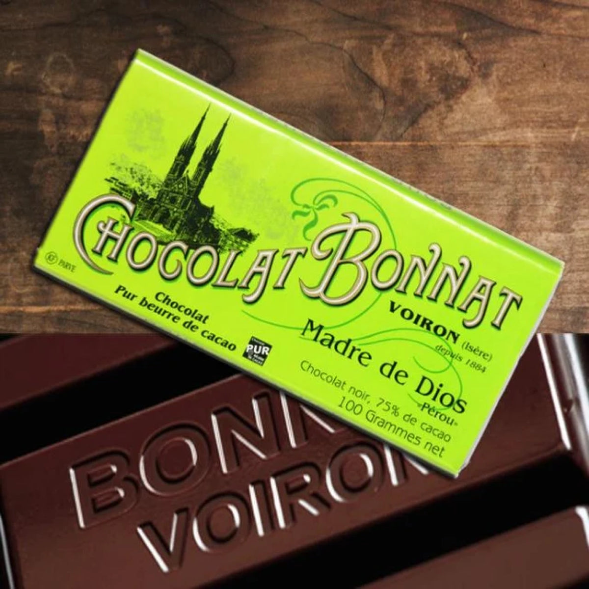 Tablette de chocolat Pérou Madre de Dios Bonnat à 75 % de cacao