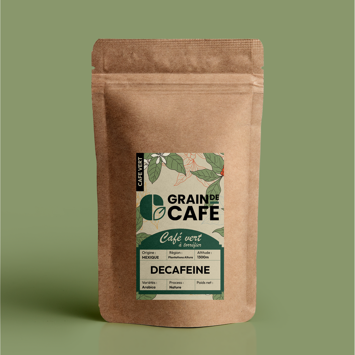 Café Vert Décaféiné Mexique - 1 Kg | 100% Arabica