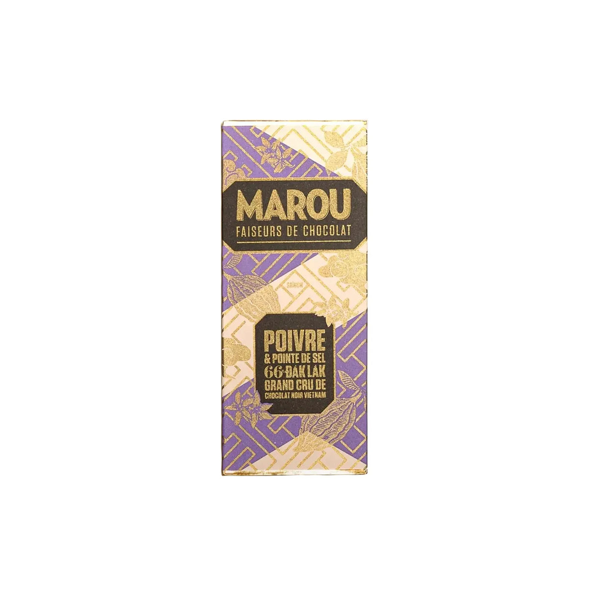 Mini tablette Marou Dak Lak 66 % de chocolat noir au poivre blanc, 24 g.