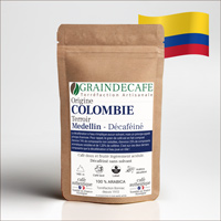 Café en grain | Colombie décaféiné sans solvant : 250 Gr
