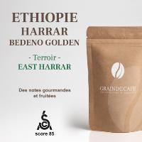 Café moulu | Ethiopie Harrar Bedeno Golden certifié Biologique SCA 85 : 250 Gr