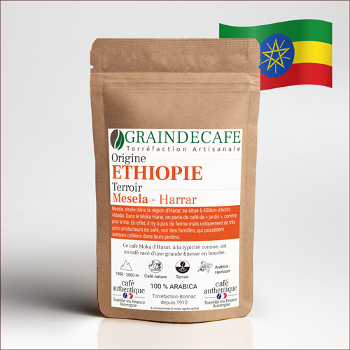 Café moulu | Ethiopie Moka Harrar Mesela : 250 Gr