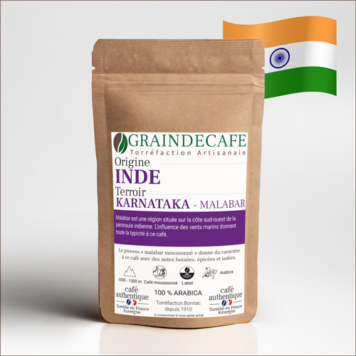 Café en grain | Inde Malabar moussonné : 250 Gr