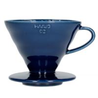 Dripper Hario V60 céramique bleu foncé 1-4 Tasses