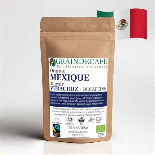 Café en grain | Mexique décaféiné Bio Equitable : 250 Gr