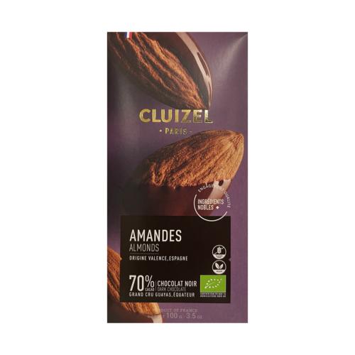 Chocolat noir 70% cacao - Amandes BIO | CLUIZEL PARIS