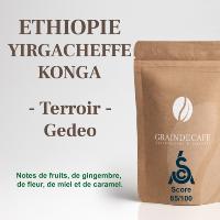 Café moulu | Ethiopie Moka Yirgacheffe Konga : 250 Gr