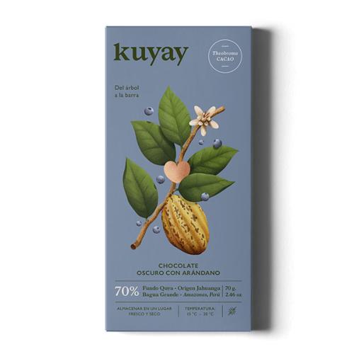 Chocolat noir 70% du Pérou aux myrtilles BIO | Chocolat Kuyay