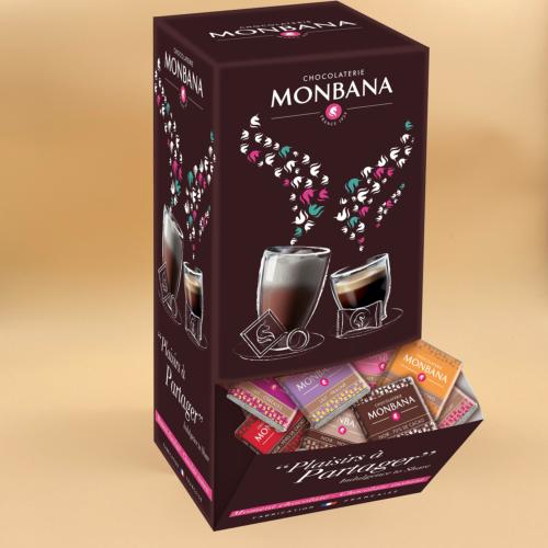 Assortiment 200 carrés de chocolat noir et lait - 10 saveurs | Monbana