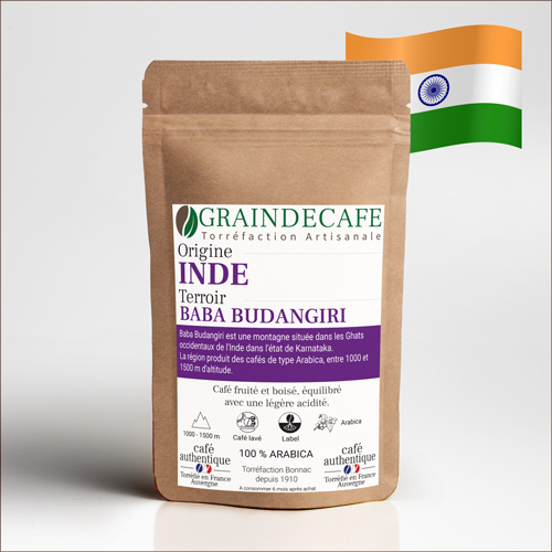 Café en grain | Inde Plantation Baba Budangiri : 250 Gr