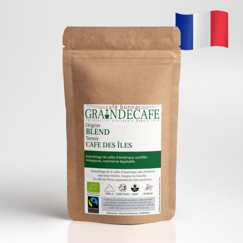 Café en grain | Blend Les îles Bio & Equitable Max Havelaar 100 % arabica : 250 Gr