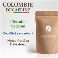 Café en grain | Colombie décaféiné sans solvant : 250 Gr