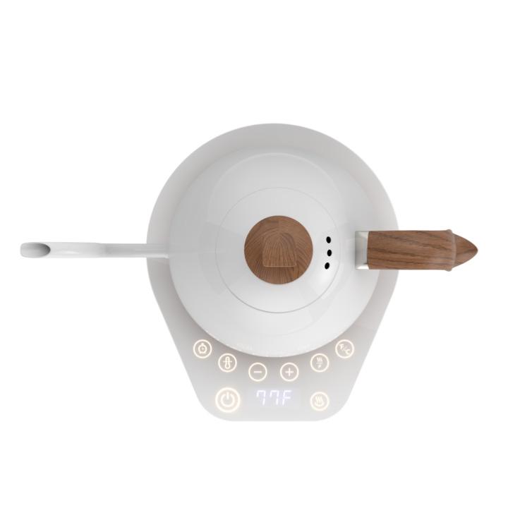 Bouilloire électrique Artisan blanc avec anse en bois - 1L
