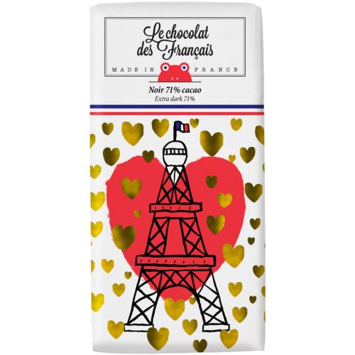 Chocolat noir Grand cru noir 71% BIO "Tour Eiffel Coeur" | Le Chocolat des Français