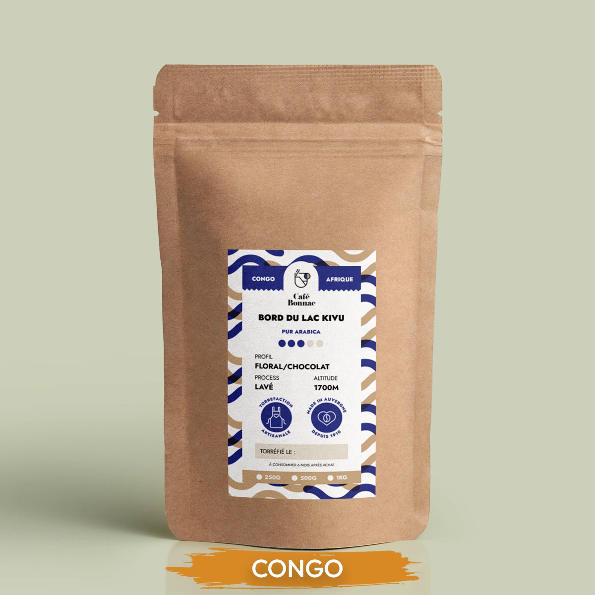 Café moulu Congo Bord du Lac Kivu 100% arabica Café Bonnac GraindeCafé