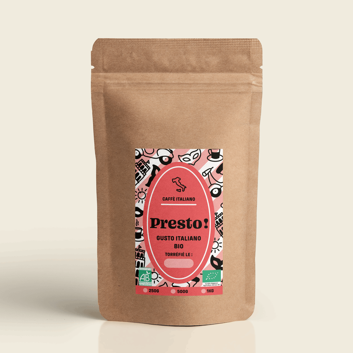5kg CafÃ© Grains BIO Presto - Blend Gusto Italiano pour Professionnels - 5 Paquets - Graindecafe