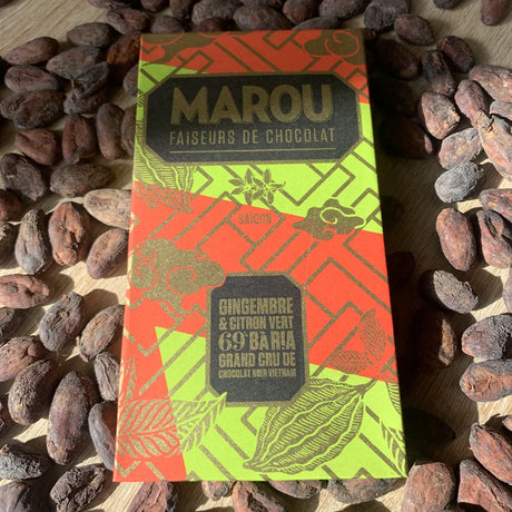 Chocolat Noir Gingembre et Citron Vert Ba Ria 69% cacao - 80 g | Marou - Graindecafe