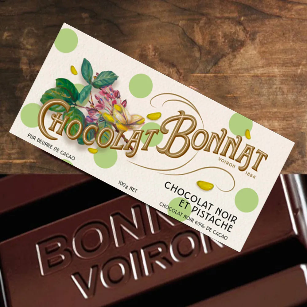 Chocolat Noir et Pistache - 65% cacao - 100 Gr | Bonnat