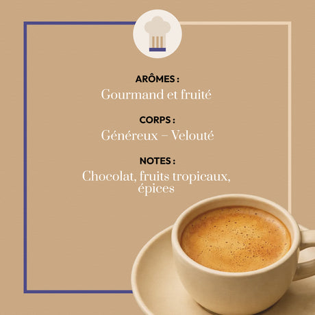 Café Bonnac Blend des Volcans moulu, assemblage provenant d’Asie, d’Amérique et d’Afrique.
