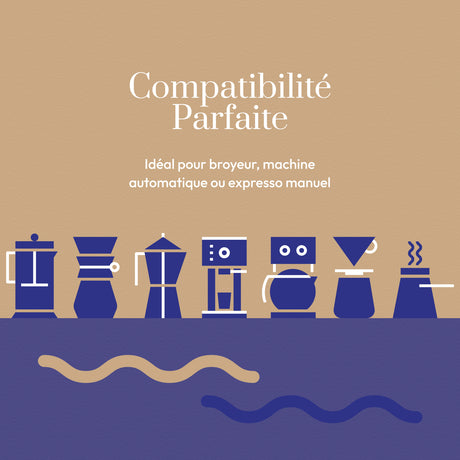 Compatible avec une machine expresso manuelle, un broyeur ou une machine à café automatique.