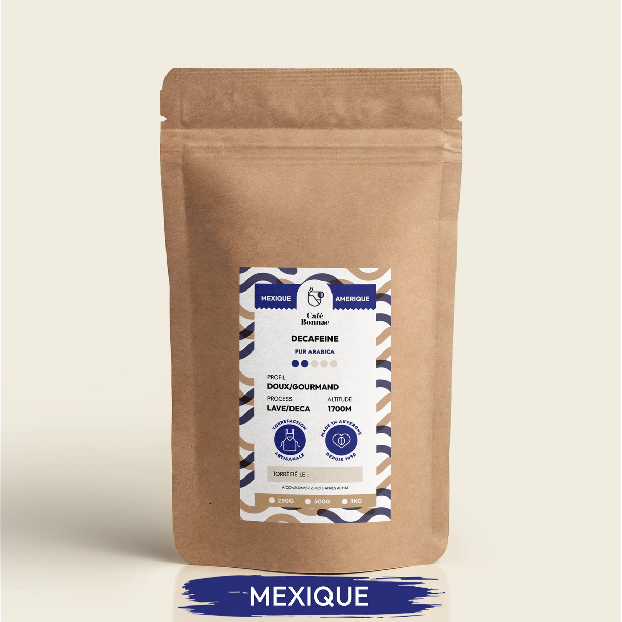 paquet de café en grain décaféiné du mexique