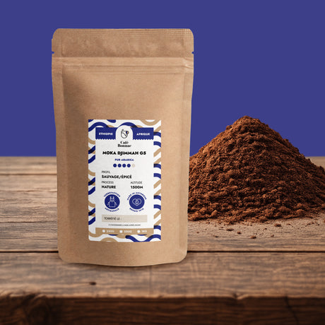Café moulu Éthiopie Djimmah G5 de Café Bonnac, 100 % Arabica.