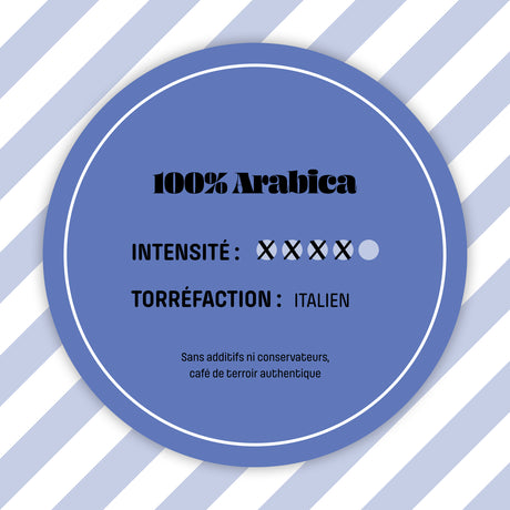 Café Presto en grains, mélange Arabica Robusta corsé pour expresso.