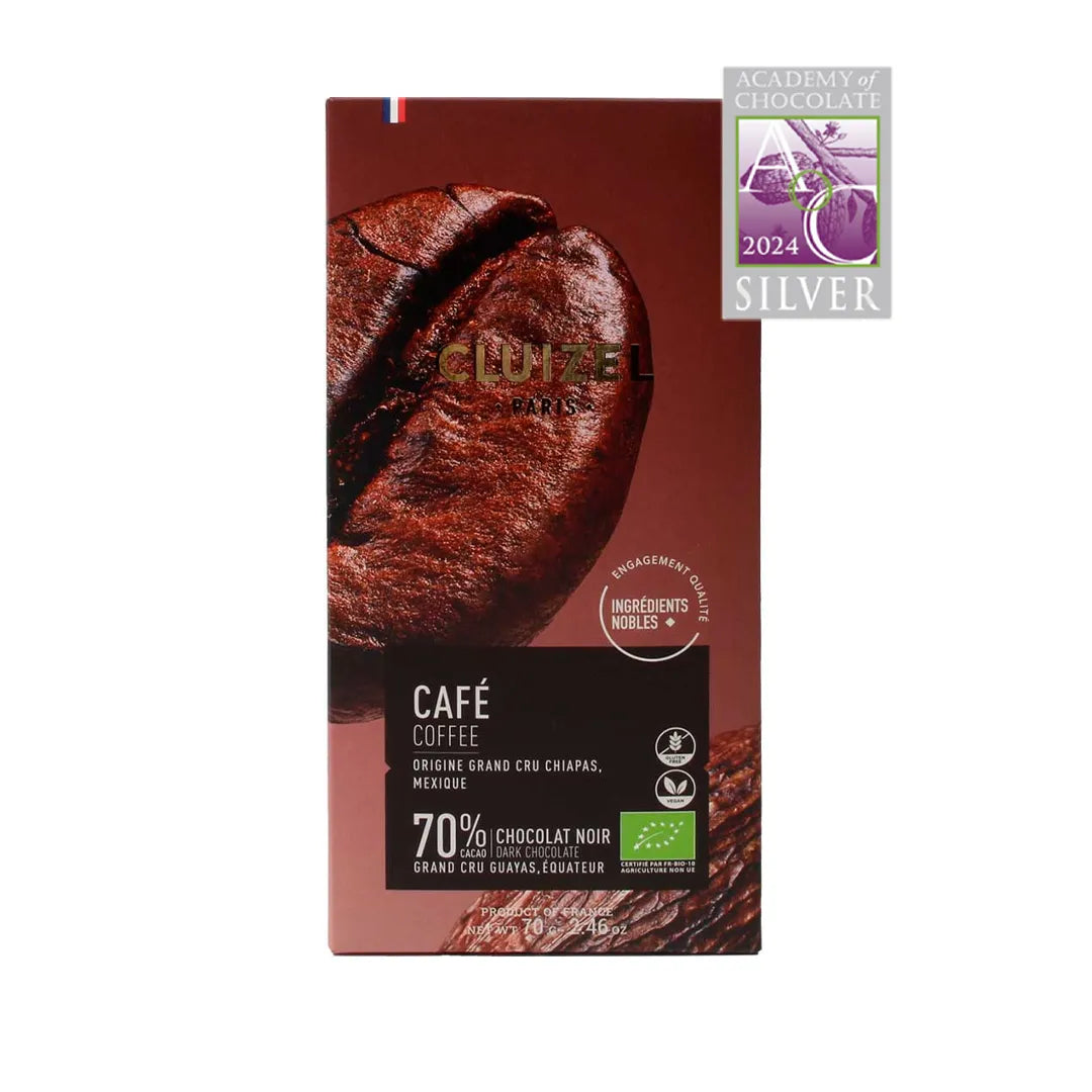 Chocolat Noir BIO Café - 70% cacao - 70 Gr | Cluizel Paris