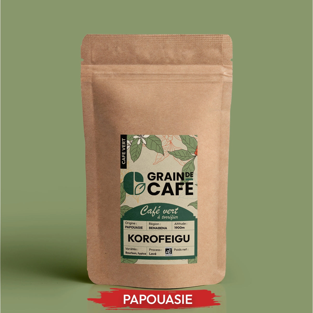 CafÃ© Vert Papouasie Nlle-GuinÃ©e Korofeigu - 1 Kg | CafÃ© CertifiÃ© Biologique - 100% Arabica - Graindecafe