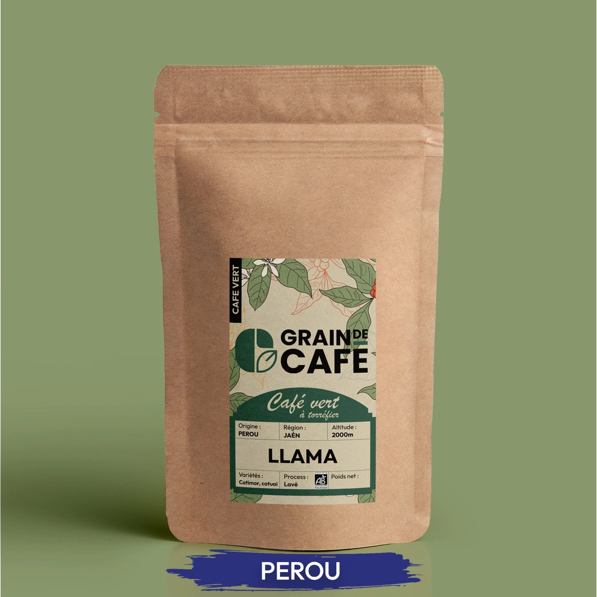 café vert pérou llama