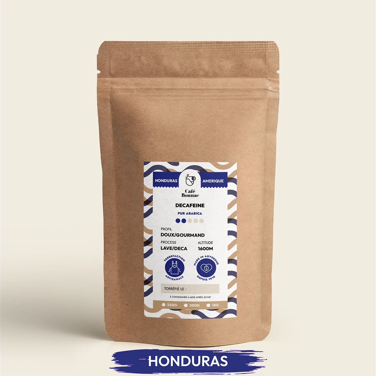 paquet de café en grain Honduras Décaféiné