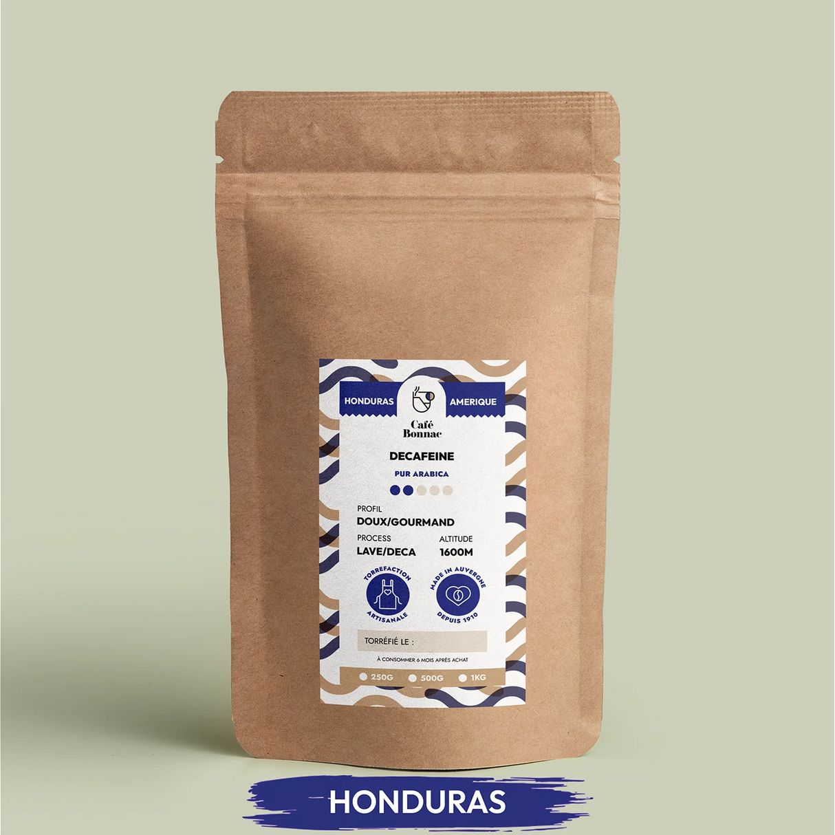 café moulu du Honduras décaféiné