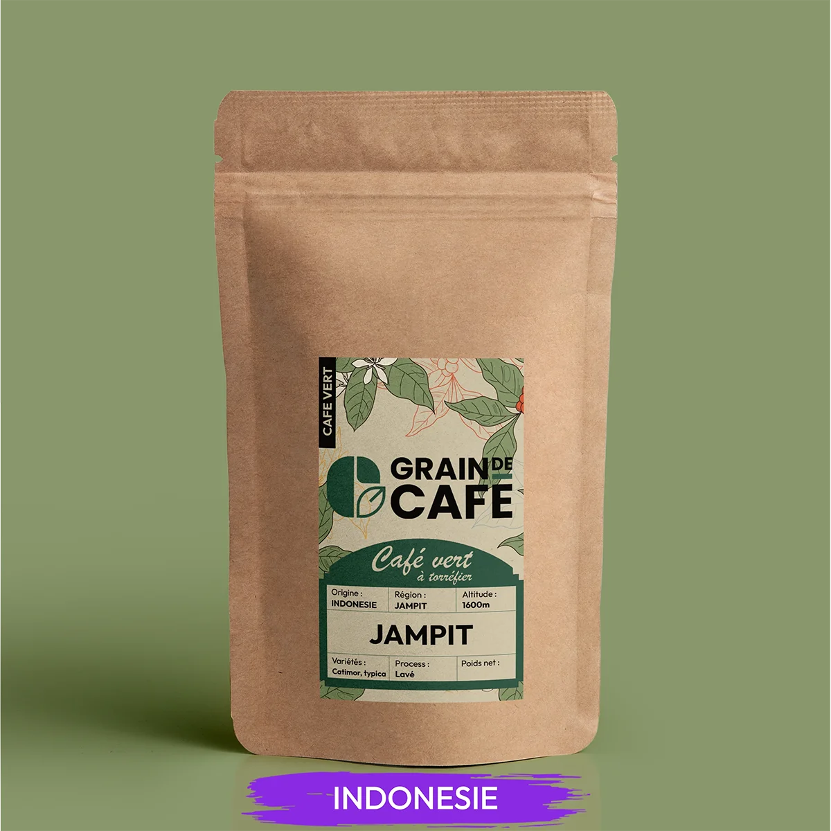 CafÃ© Vert IndonÃ©sie Jampit - 1 Kg | 100% Arabica - Graindecafe