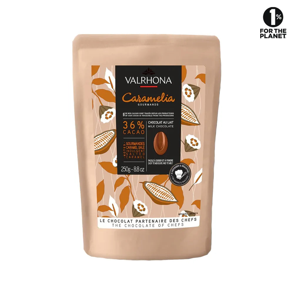 Fèves de Chocolat au Lait pour la Pâtisserie Caramélia 36% 250 Gr de Valrhona