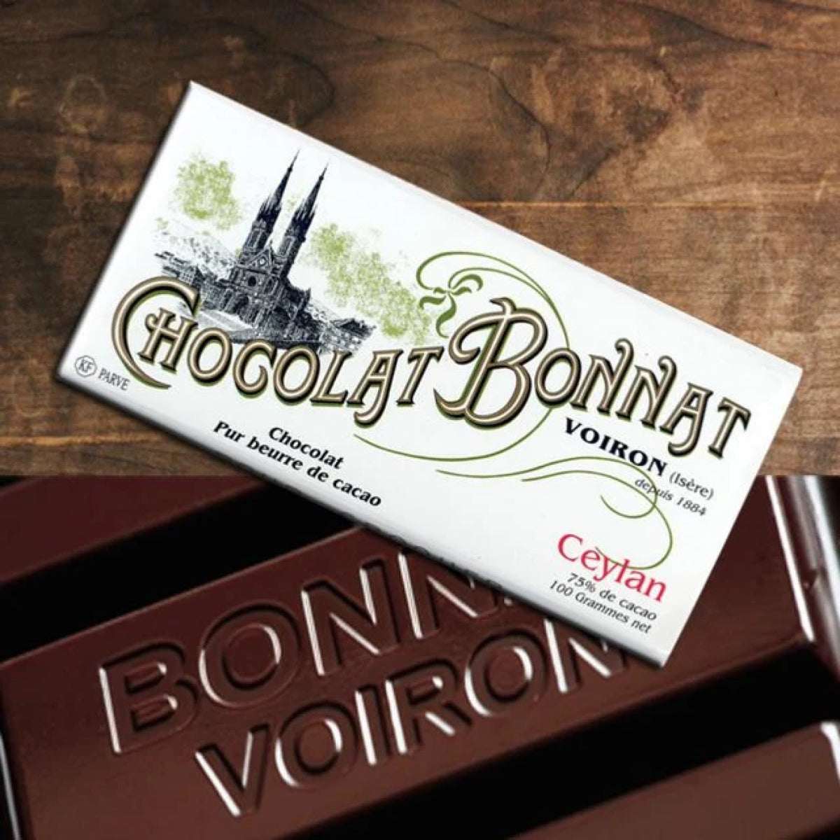 Tablette de chocolat noir Ceylan Bonnat à 75 % de cacao
