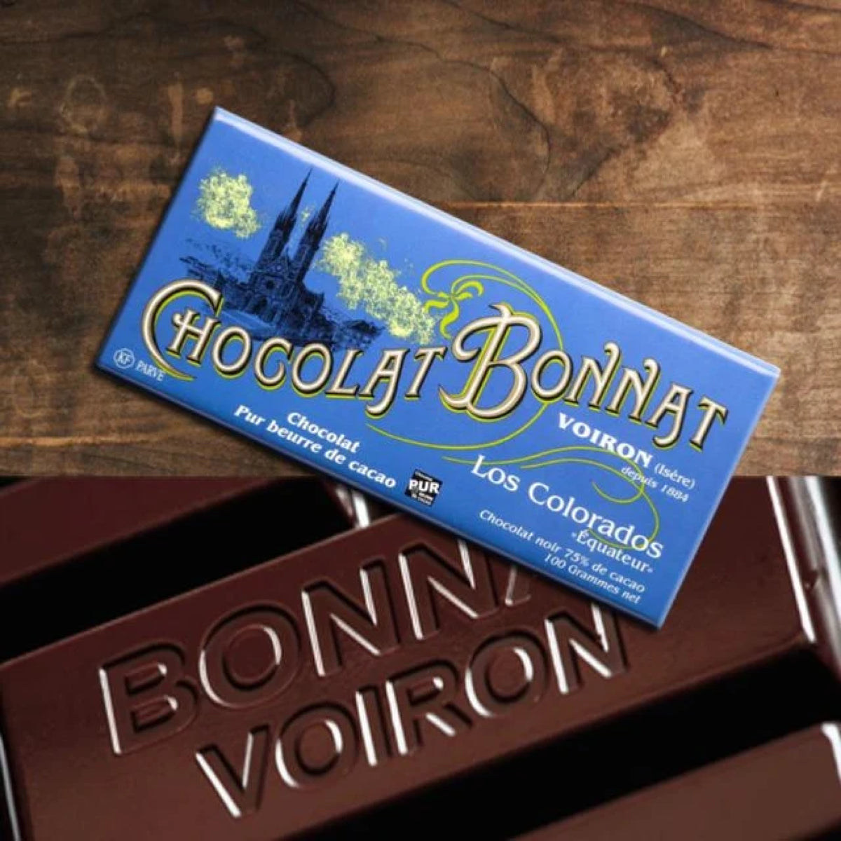Tablette de chocolat noir Los Colorados d'Équateur Bonnat à 75 % de cacao