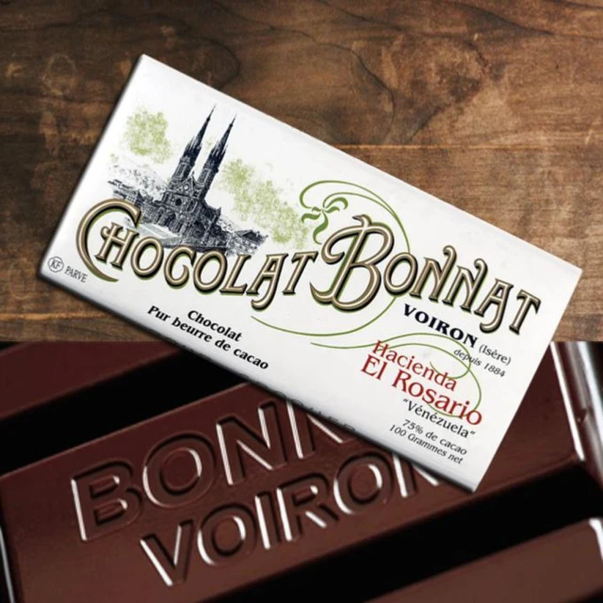 Tablette de chocolat noir Venezuela Hacienda El Rosario Bonnat à 75 % de cacao
