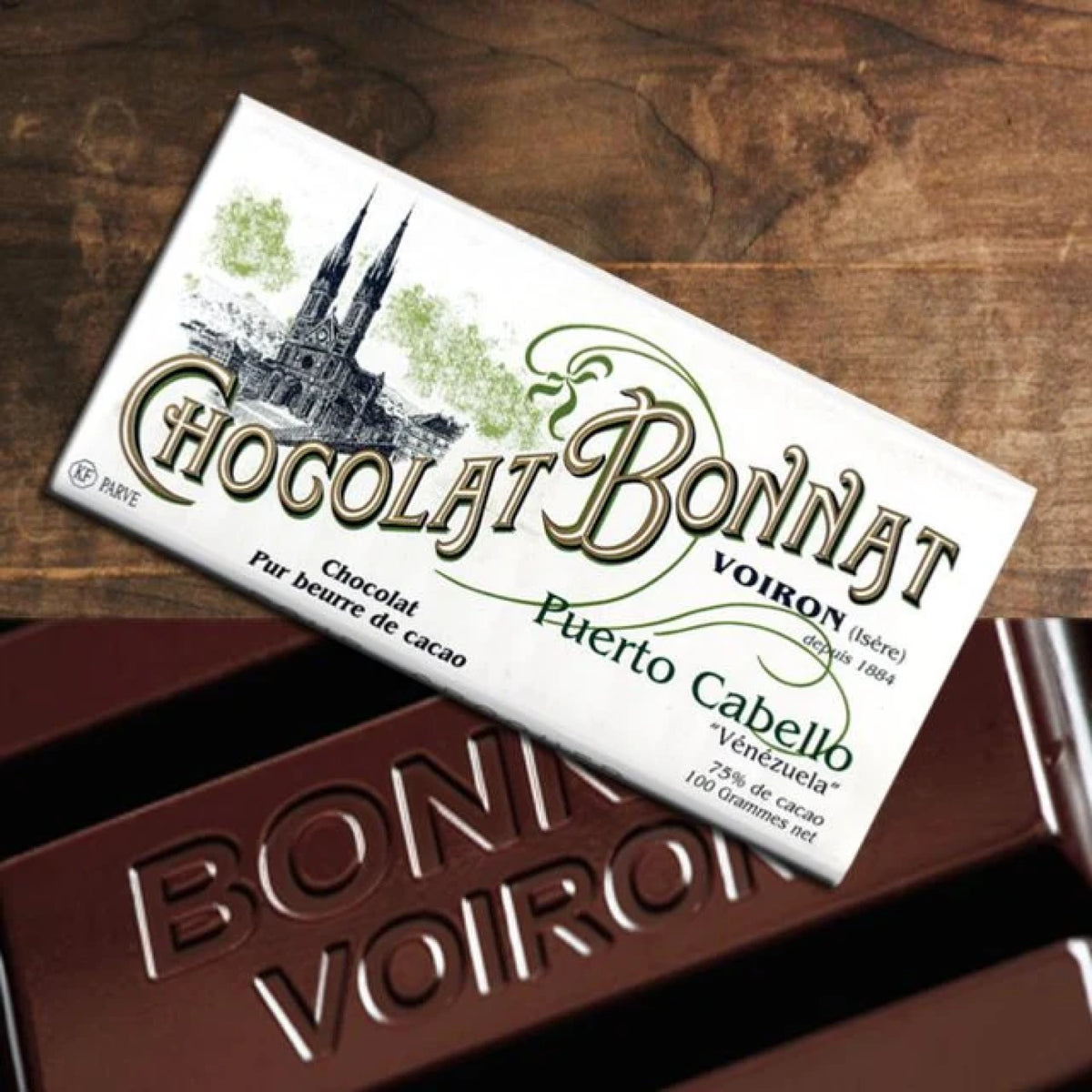 Tablette de chocolat noir Venezuela Puerto Cabello Bonnat à 75 % de cacao