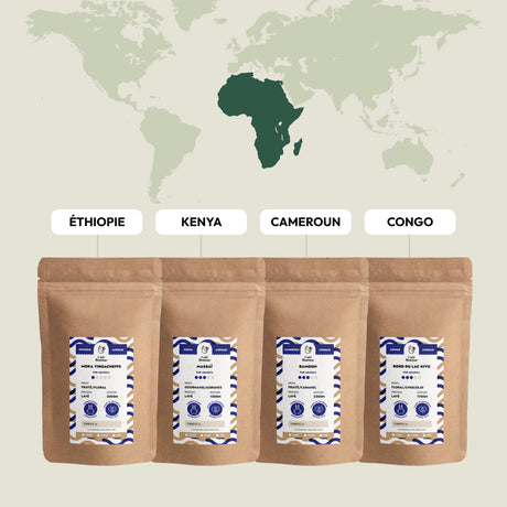 Coffret Découverte Cafés d'Afrique avec quatre origines différentes
