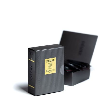 Coffret ouvert "DESIRE"  Thé noirs aromatisés 20 sachets Dammann frères