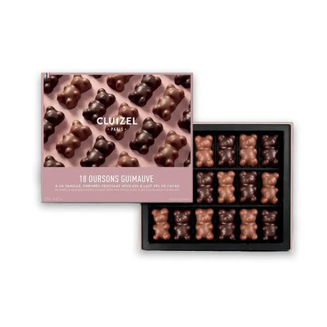 18 oursons guimauve noir et lait de Cluizel