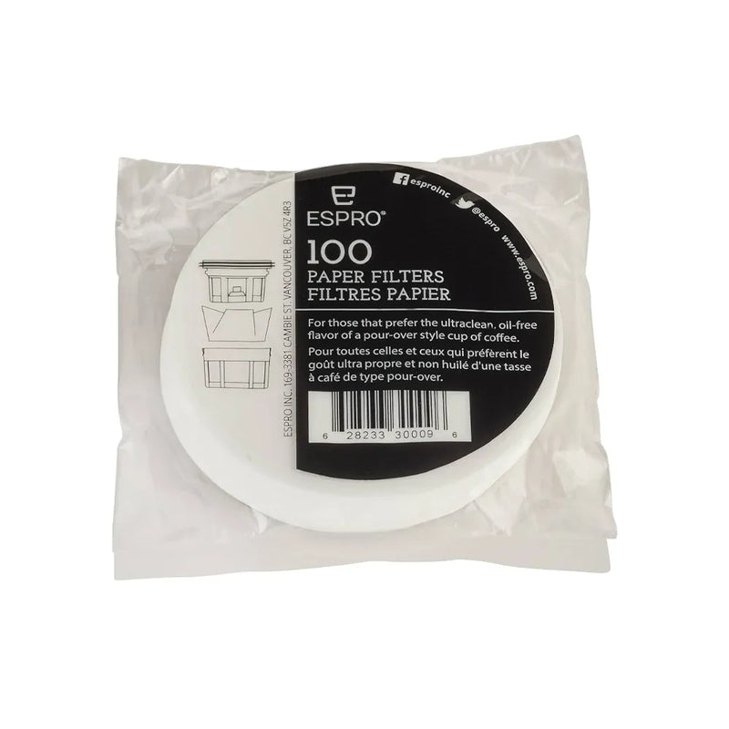 100 Filtres Papier Ronds pour P0/P1 - 350 ml de Espro
