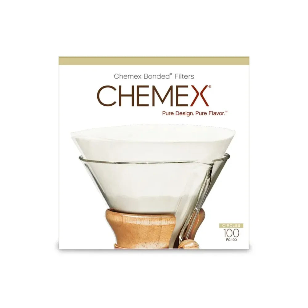 100 Filtres Prédécoupés Blancs de 6 Tasses par Chemex