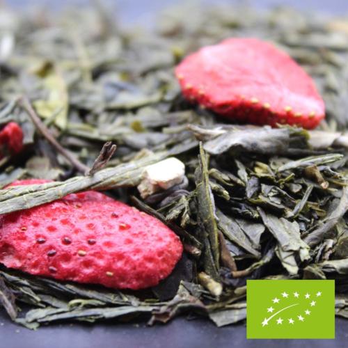 ThÃ© Vert BIO Fraise Jasmin Piment - 100 Gr | FBKT - Graindecafe