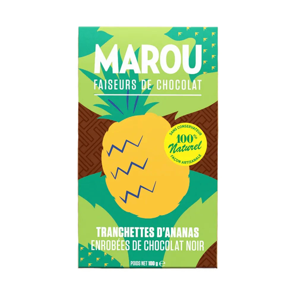 Tranchettes d'Ananas Enrobées de Chocolat Noir - 100gr | Marou