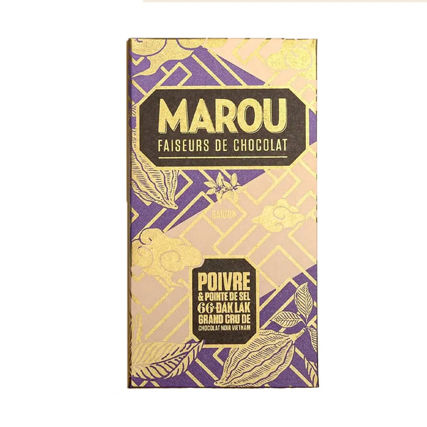 Chocolat Noir Poivre & Pointe de Sel Dak Lak 66% cacao - 80 g | Marou - Graindecafe